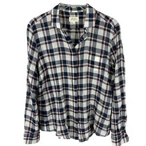 Hartford Plaid Long Sleeve Collared Americana Cotton Button Front Shirt M